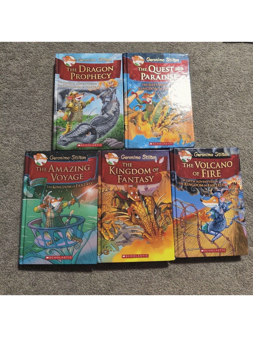 Geronimo Stilton Kingdom of Fantasy 5 Book Hardcover Lot Scholastic Books 1-5